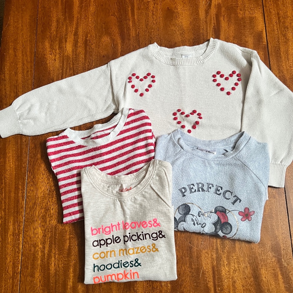 Set of 4 Girl's Long Sleeve and Short Sleeve Tops / Baby Gap / Cat & Jack / 5T